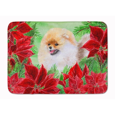 Carolines Treasures Pomeranian Poinsettas Machine Washable Memory Foam Mat CK1330RUG